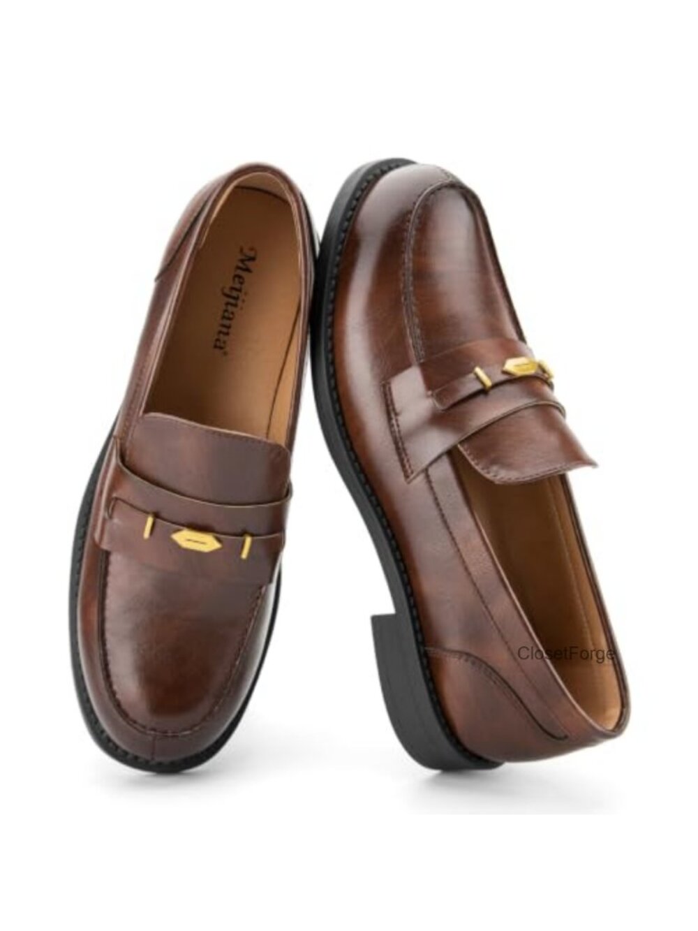 Women's Leather Penny Loafers Slip-On Comfort Flats for Work